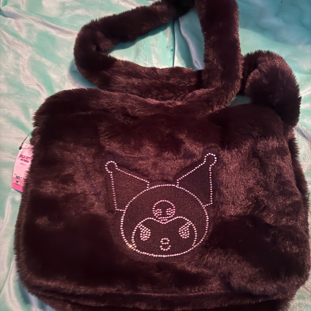 Black Furry kuromi bag
